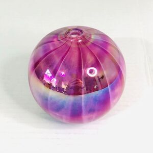 anton intaglio art glass oil lamp pink swirl iridescent orb hand blown home